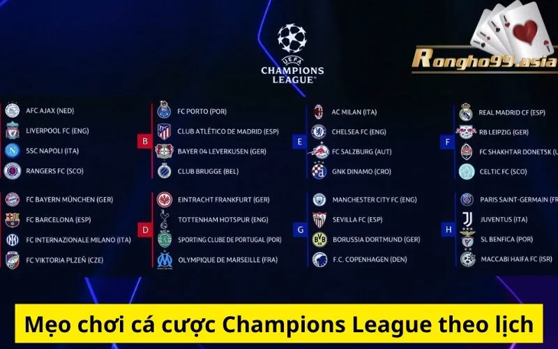 Mẹo chơi cá cược Champions League theo lịch
